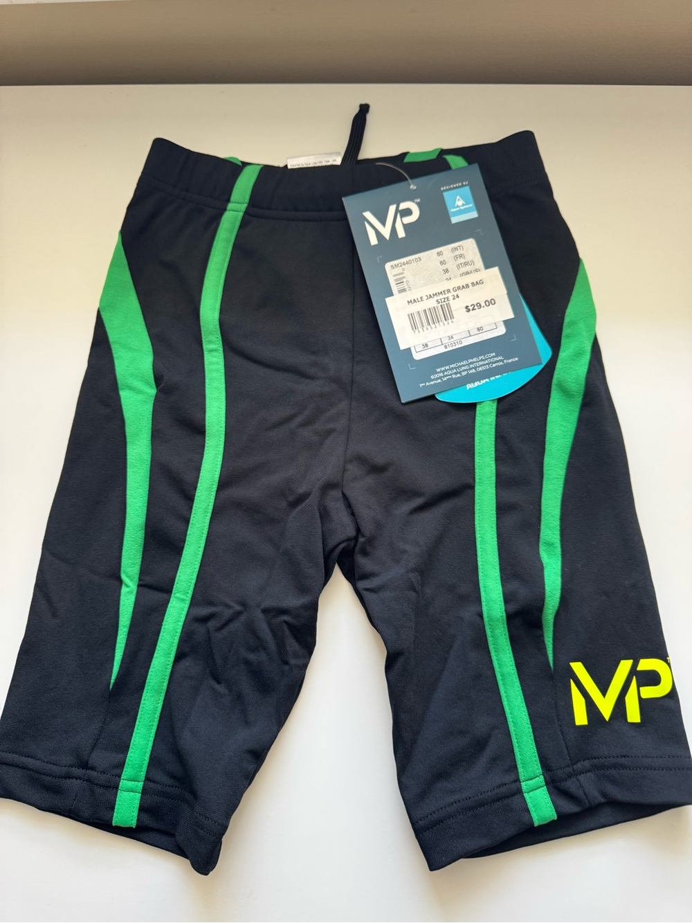 Boys MP Black jammers with Green Accents NWT